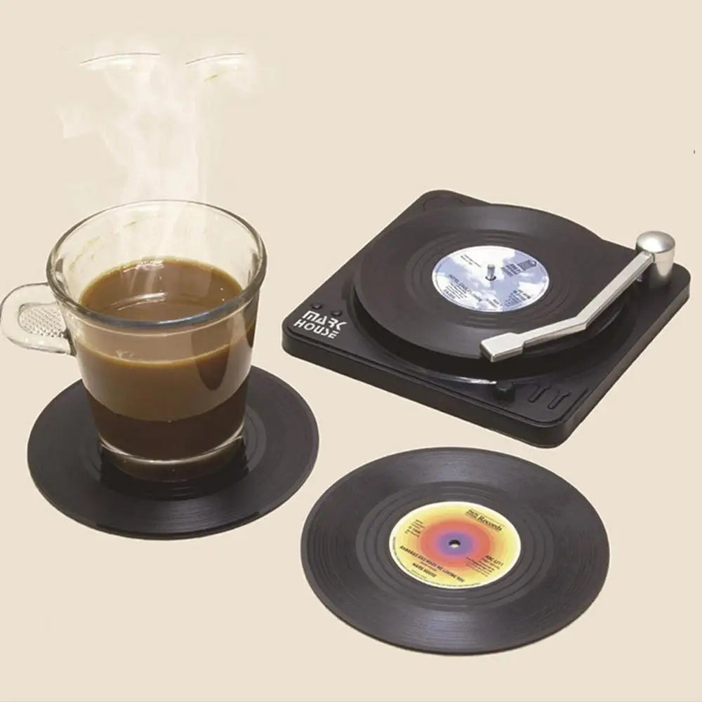 6pcs Retro Vinyl Record Cup Coasters
