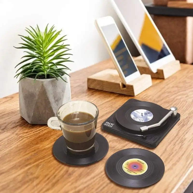 6pcs Retro Vinyl Record Cup Coasters