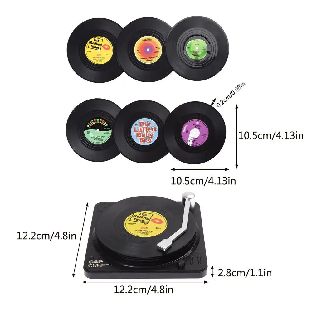 6pcs Retro Vinyl Record Cup Coasters